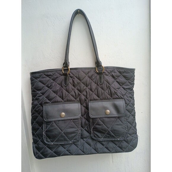 Old Navy Y2K Quilted Pocketbook Black Large Oversized Shoulder Bag Classic - Picture 1 of 9